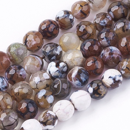 Natural Fire Crackle Agate Beads Strands G-L084-8mm-17-1