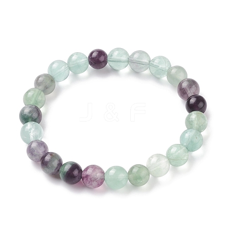 Natural Fluorite Stretch Bracelets BJEW-E373-8mm-10-1