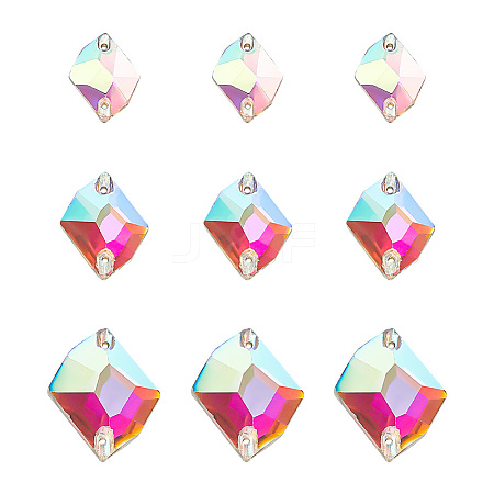 GOMAKERER 72Pcs 3 Style Irregular Rhombus Glass Sew on Rhinestone GLAA-GO0001-15-1