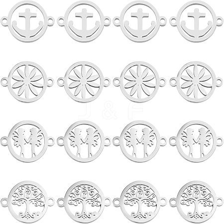 CHGCRAFT 32Pcs 4 Styles 304 Stainless Steel Connector Charms STAS-CA0001-54-1