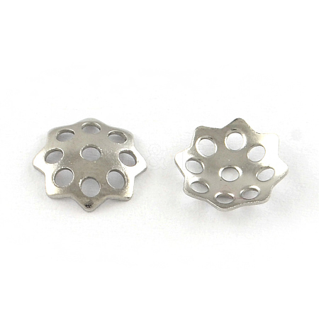 Tarnish Resistant 8-Petal Hollow Flower Smooth Surface 304 Stainless Steel Bead Caps STAS-R065-55-1
