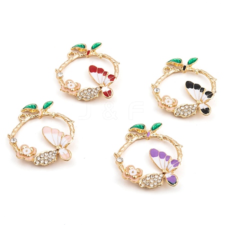 Rack Plating Alloy Enamel Pendants FIND-A040-04KCG-1