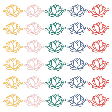 50Pcs 5 Colors Spray Painted 201 Stainless Steel Connector Charms STAS-DC0007-98-1