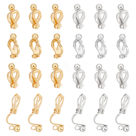 Unicraftale 40Pcs 2 Colors Brass Clip-on Earring Findings. with Loop KK-UN0001-76-1