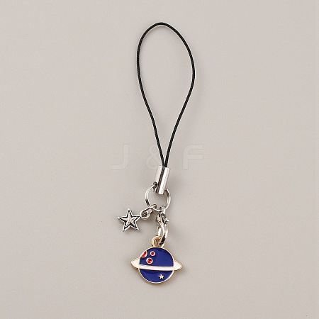 Cute Cartoon Planet Alloy Enamel Mobile Straps Lanyards HJEW-WH0068-07A-1