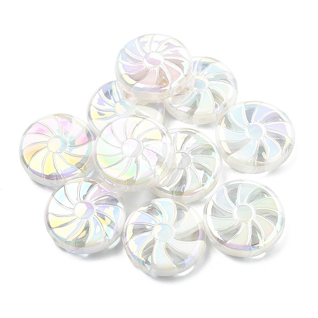 10Pcs UV Plating Opaque Acrylic Beads OACR-YW0002-21B-1