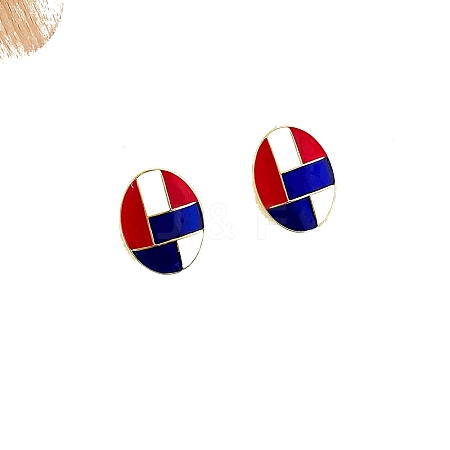 Alloy Enamel Flag Element Ear Studs PW-WG9D381-01-1