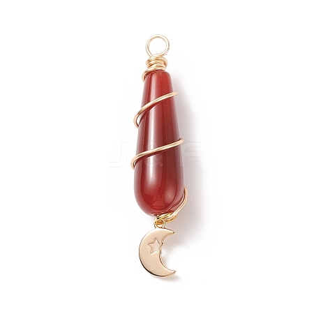 Dyed Natural Carnelian Big Pendants PALLOY-JF01866-02-1