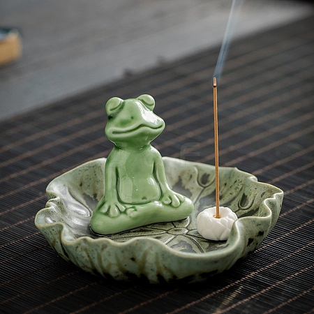 Frog & Lotus Leaf Porcelain Incense Burners PW-WG0B4A2-02-1