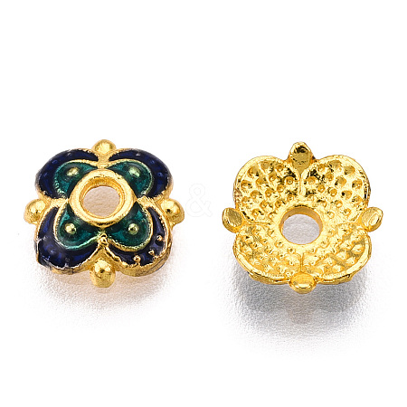 4-Petal Alloy Enamel Bead Caps X1-ENAM-TAC0023-04-1