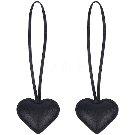 PU Leather Heart Pendant Decorations HJEW-CL0001-12B-1