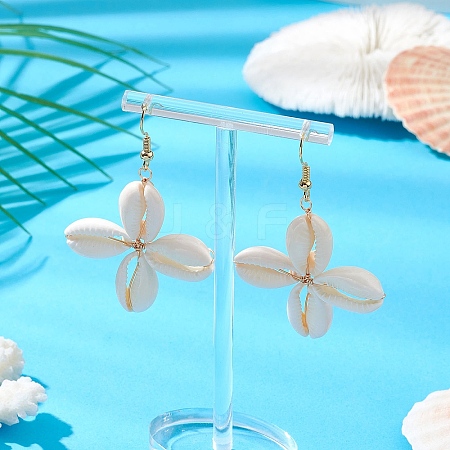 Natural Mixed Cowrie Shell Dangle Earrings EJEW-TA00608-1