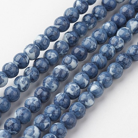 Natural Ocean White Jade Bead Strands G-G916-6mm-05-1