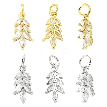 10Pcs 2 Colors Rack Plating Brass Pave Cubic Zirconia Pendants KK-YW0004-32-1