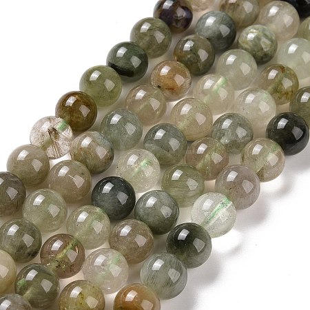 Natural Green Rutilated Quartz Beads Strands G-D481-11B-1