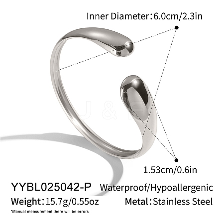 304 Stainless Steel Adjustable Open Cuff Bangles for Women AP4404-2-1