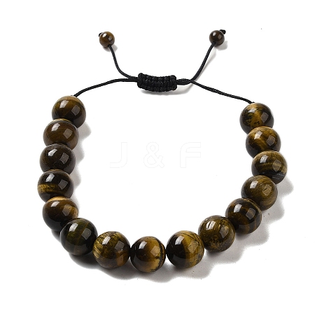Grade AB 12.5mm Round Natural Tiger Eye Braided Bead Bracelets for Women Men BJEW-C060-01K-1