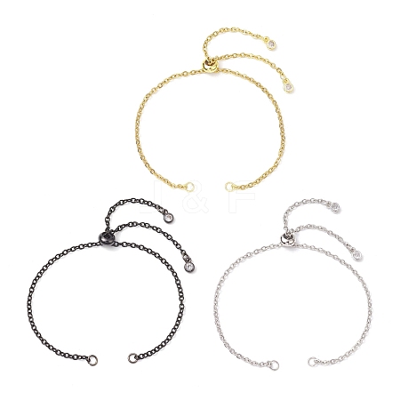 3Pcs 3 Colors Adjustable Stainless Steel Cable Chain Slider Bracelet Making AJEW-JB01230-1