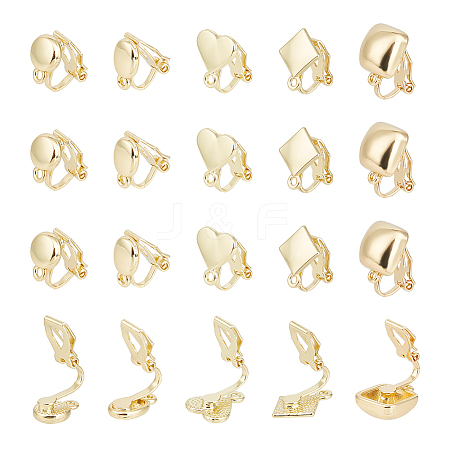 Unicraftale 20Pcs 5 Styles Alloy Clip-on Earring Findings FIND-UN0002-38G-1