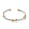 304 Stainless Steel Twisted Infinity Cuff Bangles BJEW-P304-01B-G-1