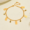 Brass Enamel Dark Cyan Flower Charm Anklets for Women LG1722-1-1
