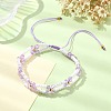 Woven Glass Flower Adjustable Braided Bead Bracelets for Women BJEW-MZ00100-4