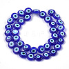 Handmade Evil Eye Lampwork Beads Strands X-LAMP-S191-02C-12-1