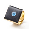 Square Enamel with Evil Eye Wide Band Finger Rings LS-RJEW-A014-02G-08-2