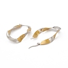 201 Stainless Steel Twist Oval Hoop Earrings with 304 Stainless Steel Pins for Women EJEW-B016-20PG-2