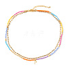 Colorful Glass Seed Beaded Initial Pendant Double Layer Necklaces QS3881-16-1
