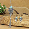 Alloy with Synthetic Turquoise Pendant Necklaces & Dangle Earrings Sets FS-WG5ED6E-01-2