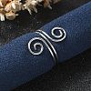 304 Stainless Steel Round Wrap Open Cuff Rings for Women Men RJEW-Z071-02B-P-1
