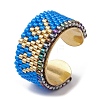 304 Stainless Steel Open Cuff Ring with Glass Seed Beaded RJEW-MZ00014-02-1
