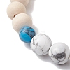 Wood Beads Stretch Couples Bracelets BJEW-JB11289-01-3