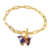 Butterfly Alloy Cellulose Acetate (Resin) Charm Bracelets BJEW-JB05357-04-1