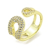 Brass Micro Pave Clear Cubic Zirconia Cuff Ring RJEW-Z035-04G-1