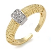 Brass Micro Pave Clear Cubic Zirconia Cuff Finger Rings for Women RJEW-B112-04GP-4