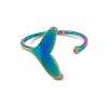Ion Plating(IP) 201 Stainless Steel Whale Tail Shape Open Cuff Ring for Women RJEW-C045-09M-2