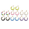 Brass Enamel Half Hoop Earrings EJEW-T014-48G-NF-1