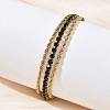 304 Stainless Steel & Rhinestone Rope Chain Double Layers Bracelets for Women BJEW-F540-09G-2