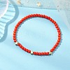 Dyed Synthetic Turquoise Beads Stretch Bracelets for Women Men BJEW-JB11311-02-2