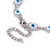 304 Stainless Steel Horse Eye Link Chain Bracelet with Resin Evil Eye Beaded for Women BJEW-F439-01P-01-3