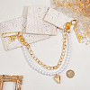 Aluminum Curb Chains & Round White Imitated Pearl Acrylic Beaded Double Layer Purse Decorative Chains HJEW-HS00068-4