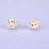 Printed Round with Sunflower Pattern Silicone Focal Beads SI-JX0056A-210-1