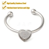Non-Tarnish 304 Stainless Steel Open Cuff Ring Components STAS-I306-01P-2