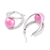 304 Stainless Steel & Plastic Imitation Pearl Oval with Ball Hoop Earrings for Women EJEW-C096-13P-05-2