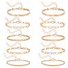 10Pcs Bohemian Style Alloy Chain Bracelets Kit for Women BJEW-UN0001-68G-1