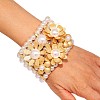 Flower Alloy & ABS Plastic Pearl Bangles for Women FS-WG764D9-01-5