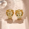 Brass Micro Pave Cubic Zirconia Stud Earrings EJEW-C123-01G-3