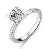 Rhodium Plated 925 Sterling Silver Pave 9.4x5.6mm Moissanite Finger Rings WG6D295-62-4